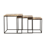 3 Pc Nesting Table - Belcourt 3-piece Square Nesting Tables Natural and Black