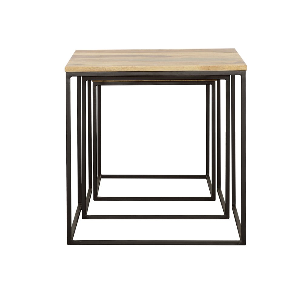 3 Pc Nesting Table - Belcourt 3-piece Square Nesting Tables Natural and Black