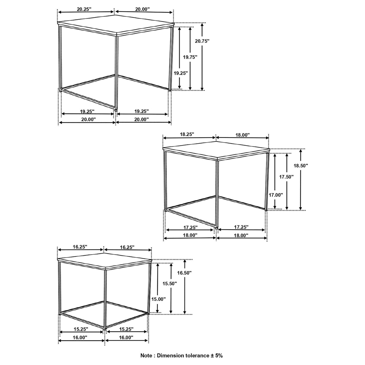 3 Pc Nesting Table - Belcourt 3-piece Square Nesting Tables Natural and Black