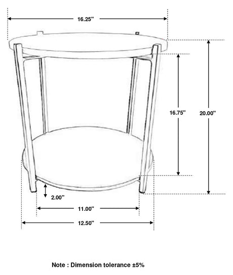 Side Table - Noemie Round Accent Table with Marble Top White and Gunmetal