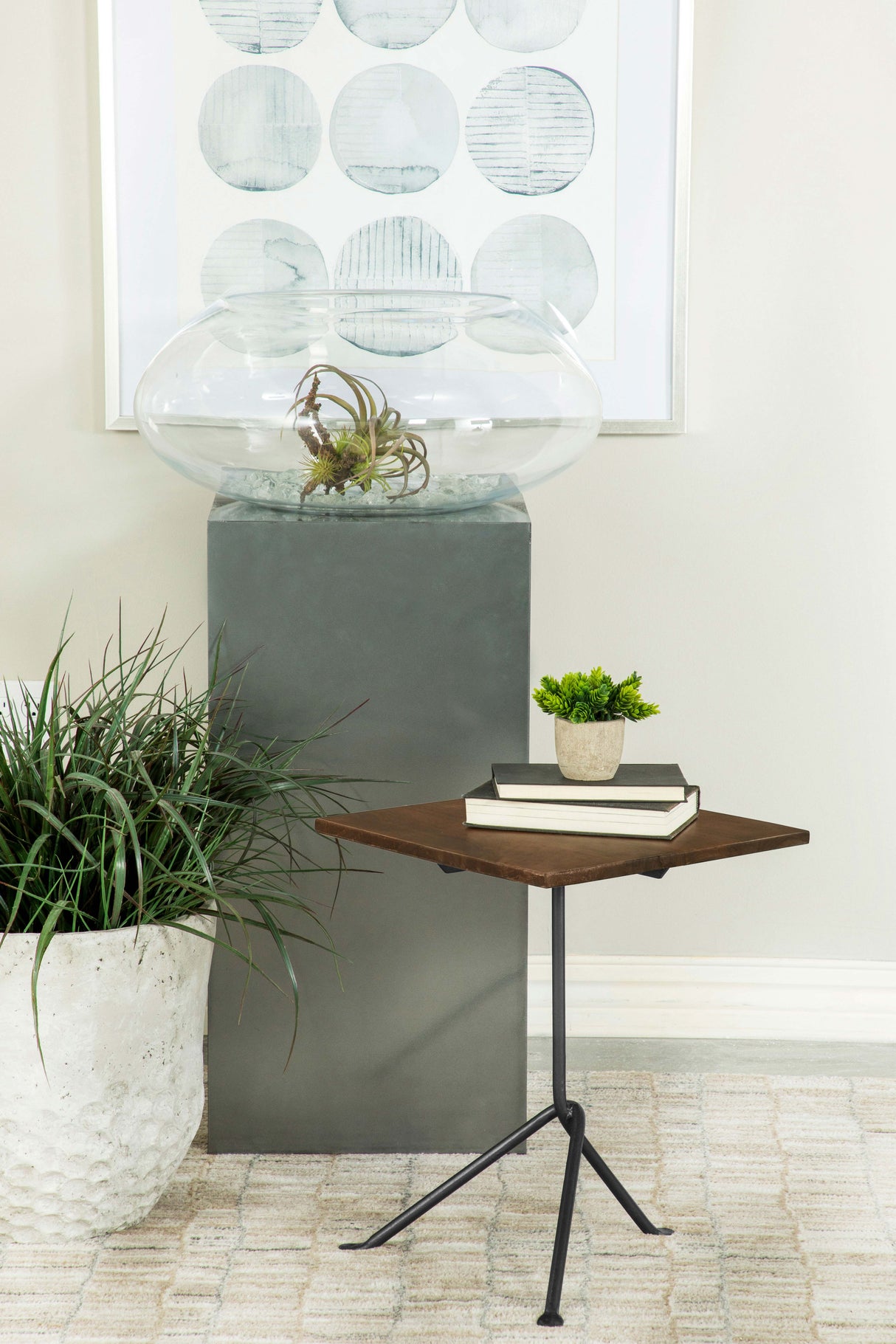 Side Table - Heitor Square Accent Table with Tripod Legs Dark Brown and Gunmetal