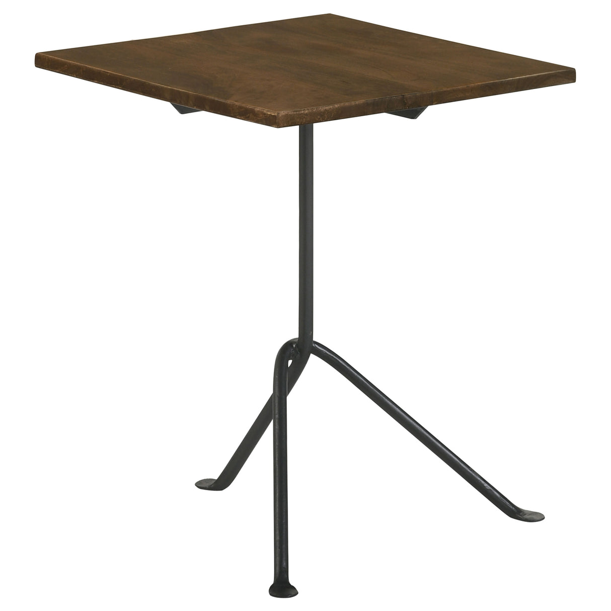 Side Table - Heitor Square Accent Table with Tripod Legs Dark Brown and Gunmetal