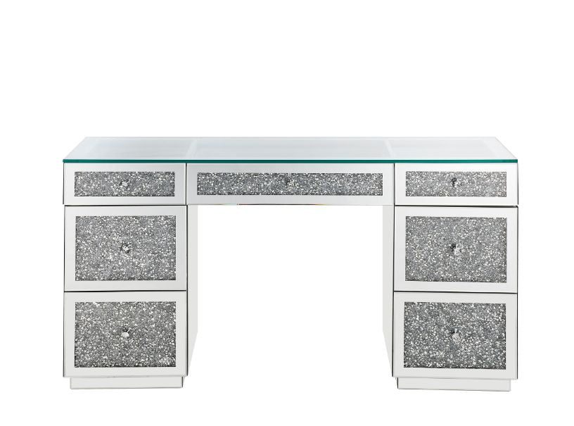 Acme - Noralie Writing Desk 93120 Mirrored & Faux Diamonds