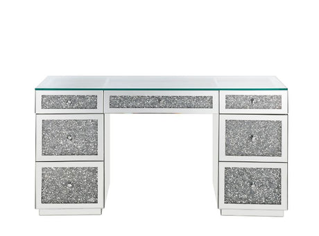 Acme - Noralie Writing Desk 93120 Mirrored & Faux Diamonds