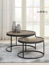 Rodrigo 2 - piece Round Nesting Tables Weathered Elm | Coaster | Home Elegance USA