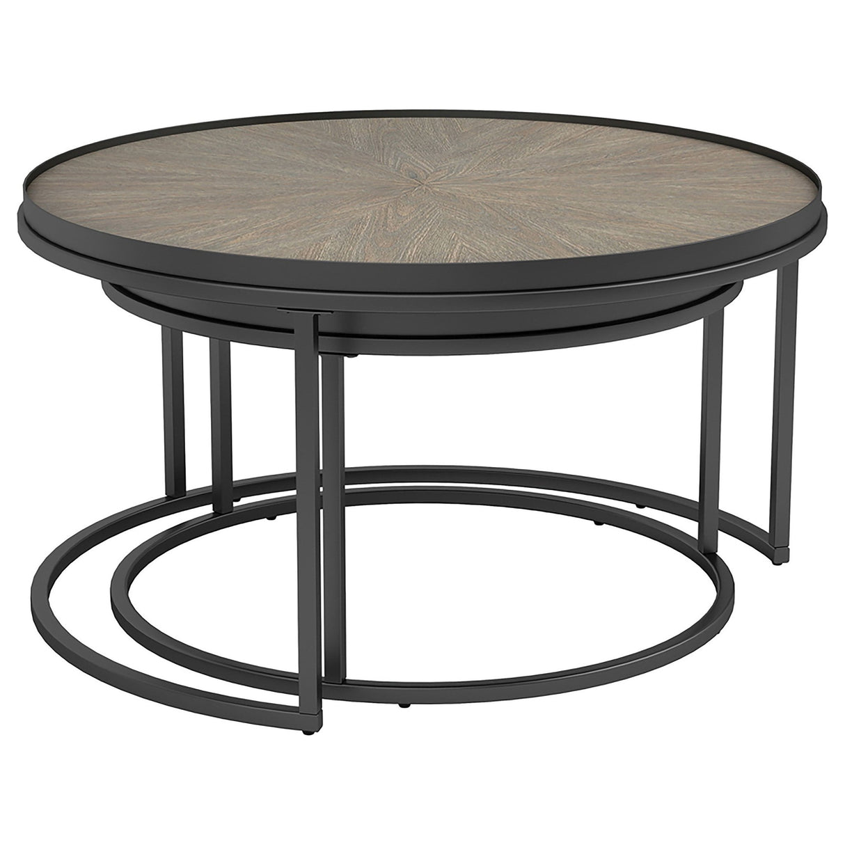 Rodrigo 2 - piece Round Nesting Tables Weathered Elm | Coaster | Home Elegance USA