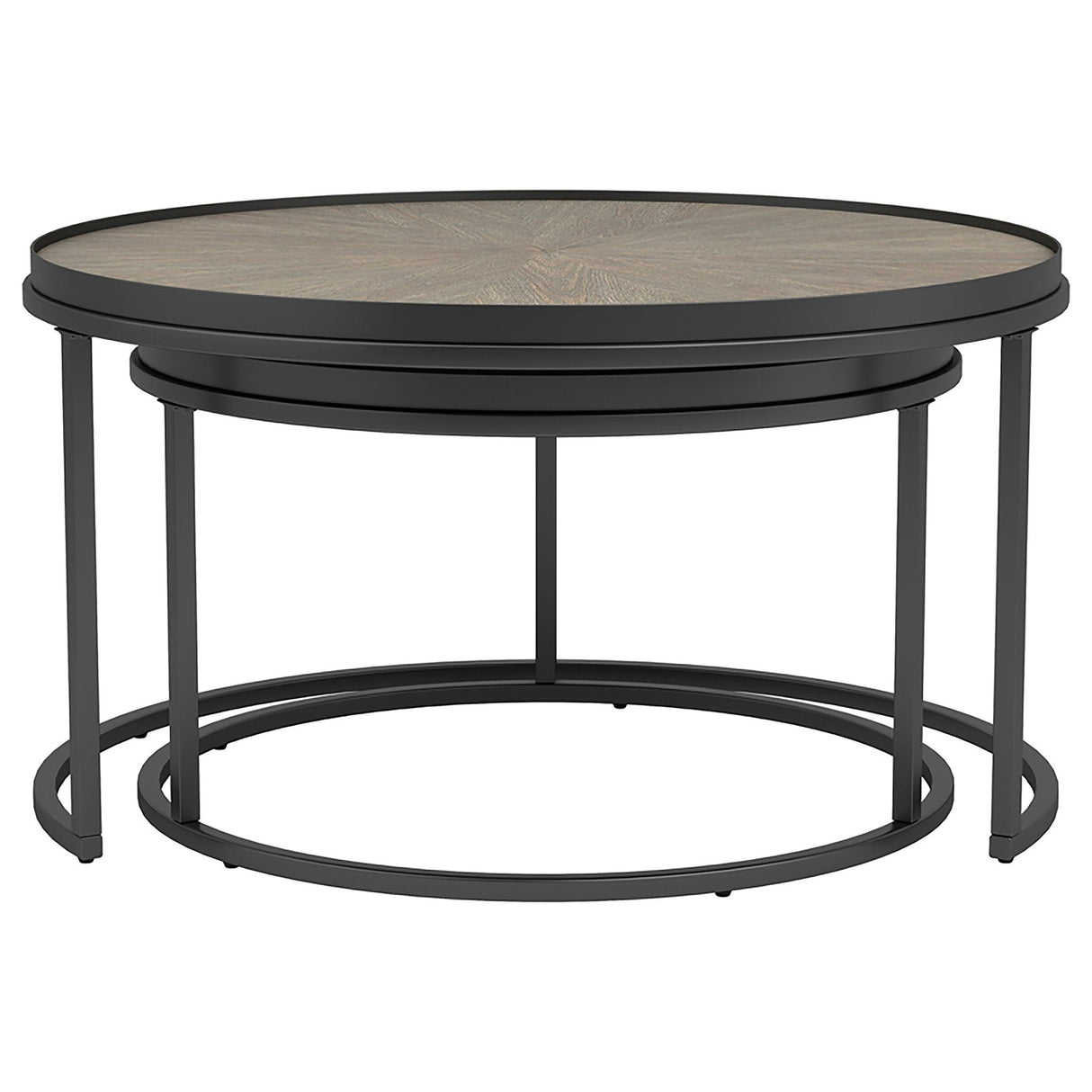 Rodrigo 2 - piece Round Nesting Tables Weathered Elm | Coaster | Home Elegance USA