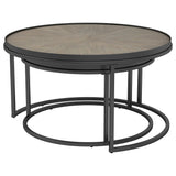 Rodrigo 2 - piece Round Nesting Tables Weathered Elm | Coaster | Home Elegance USA