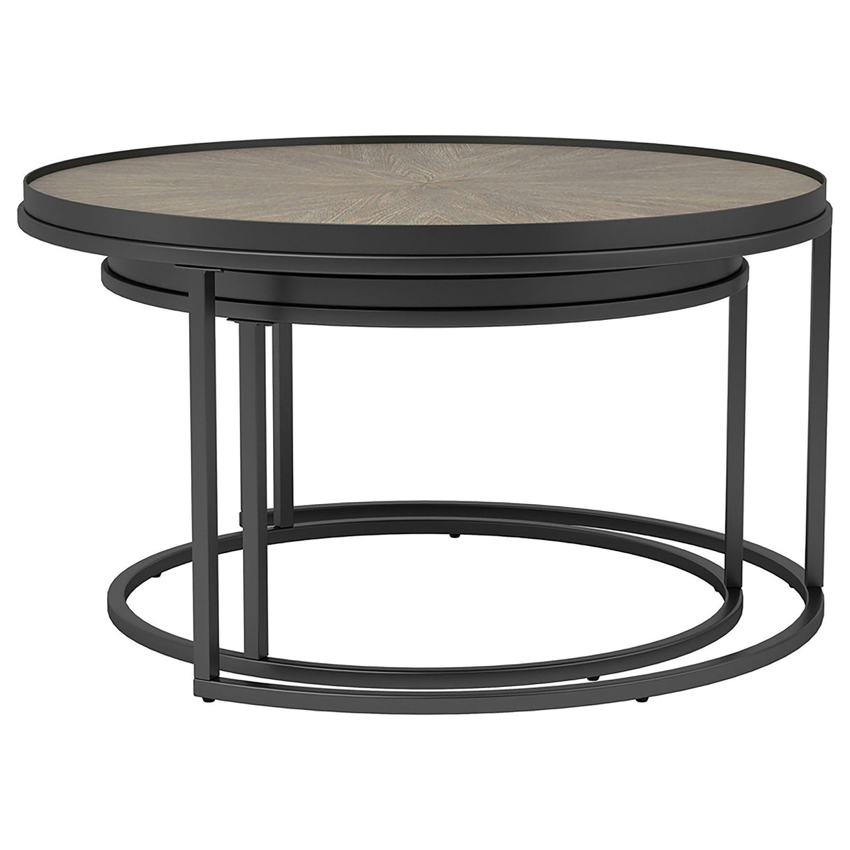 Rodrigo 2 - piece Round Nesting Tables Weathered Elm | Coaster | Home Elegance USA