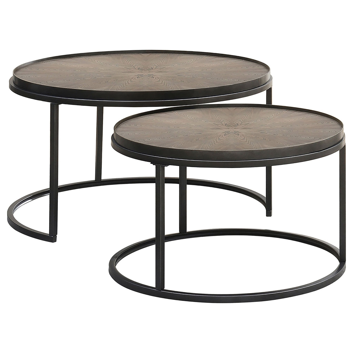 Rodrigo 2 - piece Round Nesting Tables Weathered Elm | Coaster | Home Elegance USA