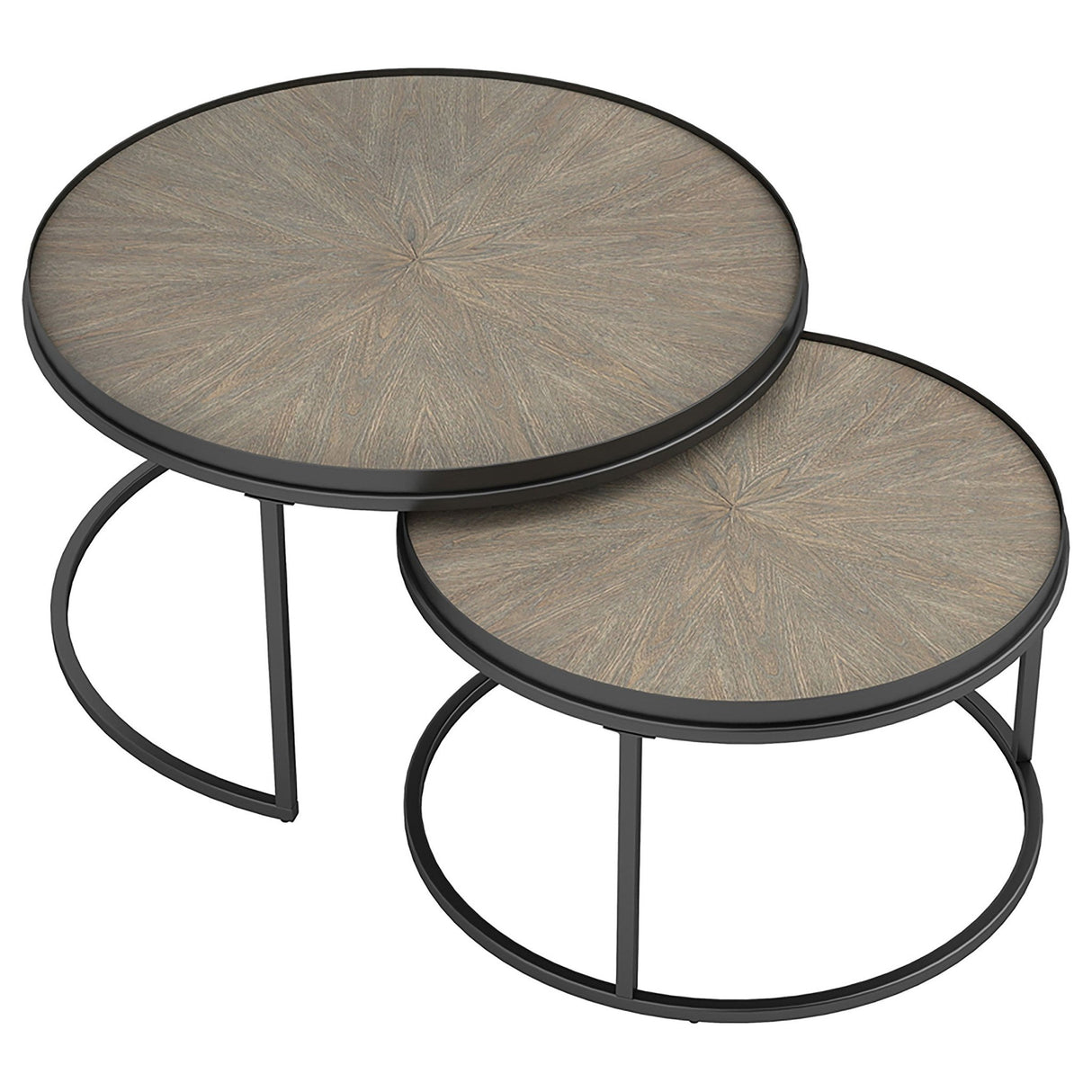 Rodrigo 2 - piece Round Nesting Tables Weathered Elm | Coaster | Home Elegance USA