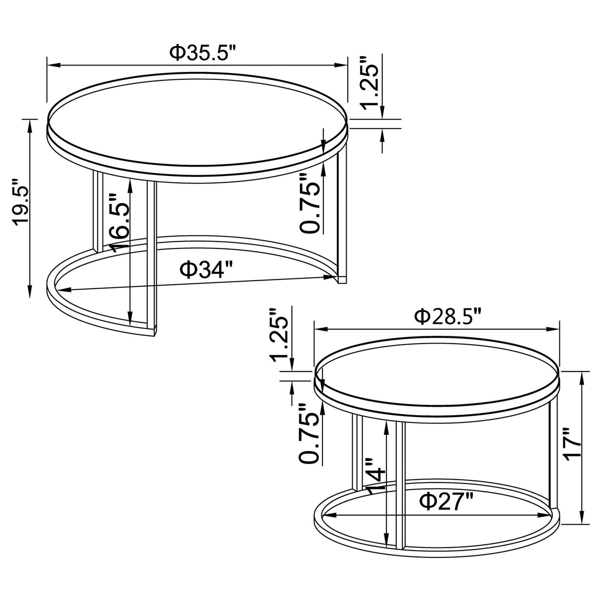 Rodrigo 2 - piece Round Nesting Tables Weathered Elm | Coaster | Home Elegance USA