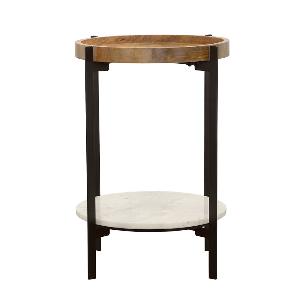 Adhvik Round Accent Table with Marble Shelf Natural and Black | Coaster - 931218 - Home Elegance USA - 3