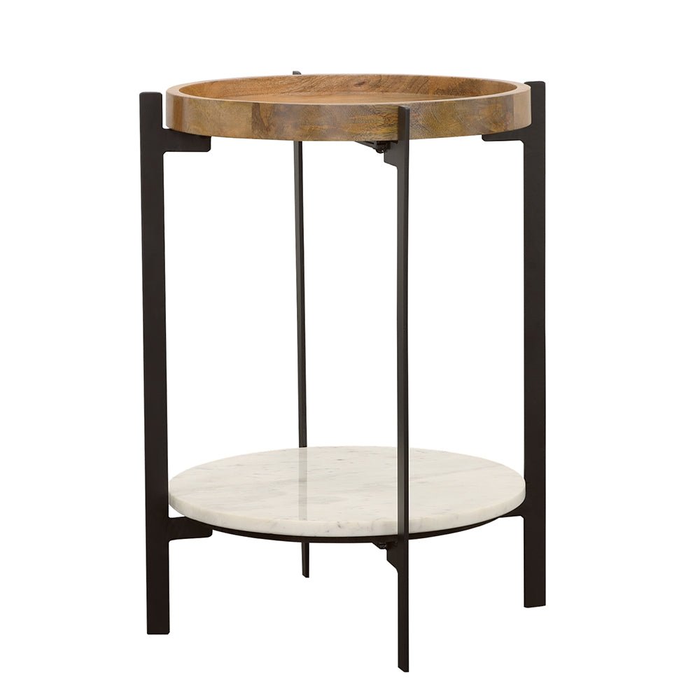 Adhvik Round Accent Table with Marble Shelf Natural and Black | Coaster - 931218 - Home Elegance USA - 4