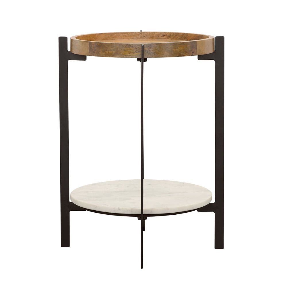 Adhvik Round Accent Table with Marble Shelf Natural and Black | Coaster - 931218 - Home Elegance USA - 5