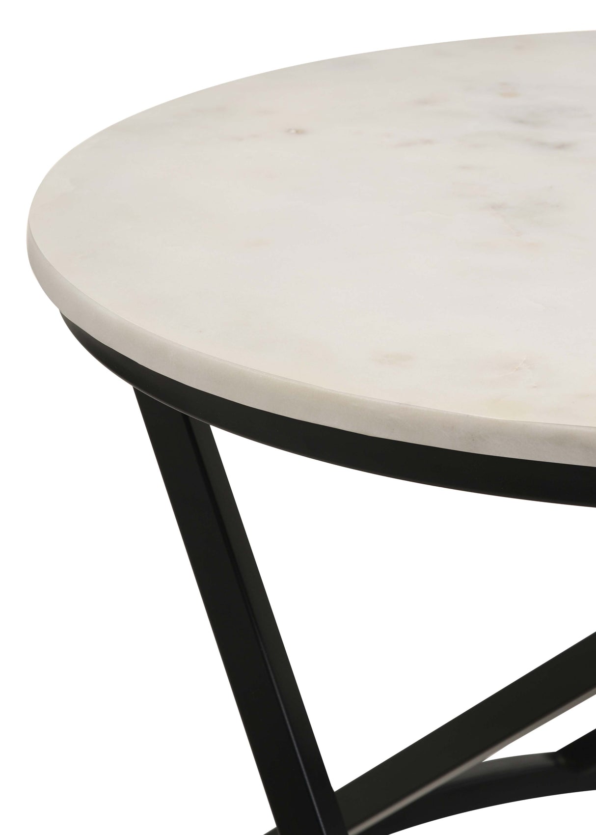 Coffee Table - Miguel Round Accent Table with Marble Top White and Black