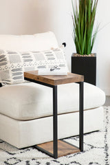 Side Table - Beck C-Shape Snack Table Black and Antique Nutmeg