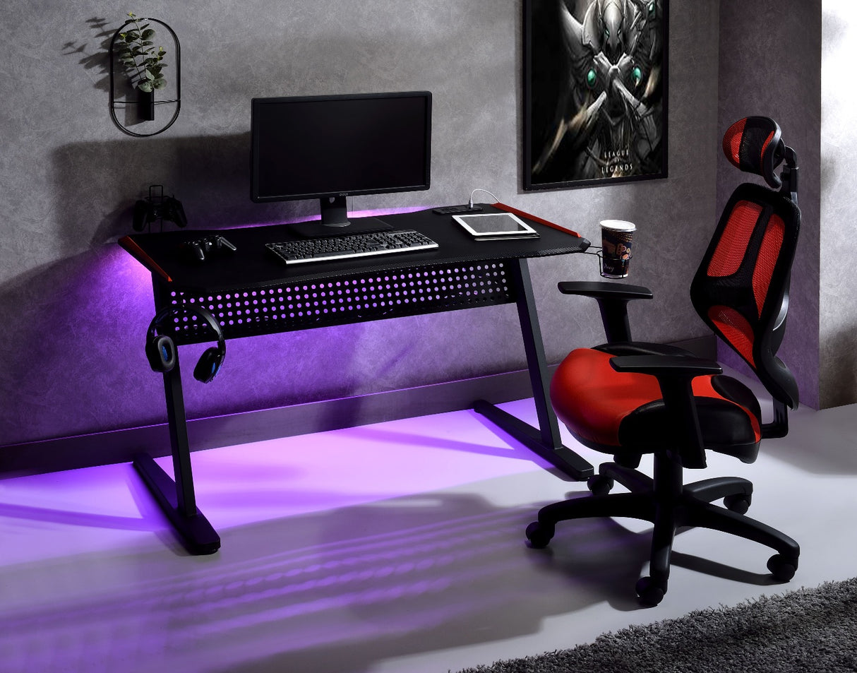 Acme - Dragi Gaming Desk W/USB 93125 Black & Red Finish