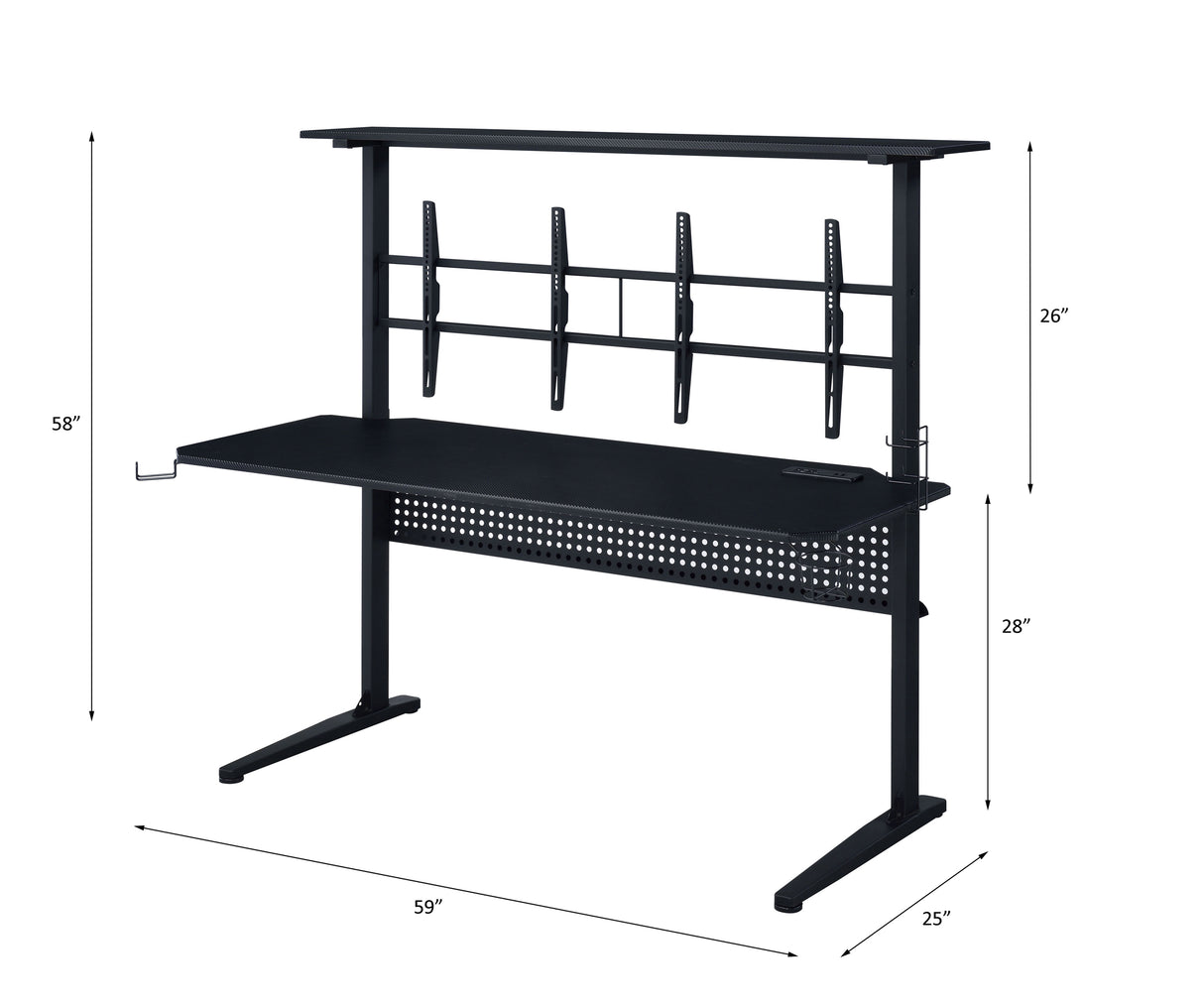 Acme - Canzi Gaming Desk W/USB 93130 Black Finish