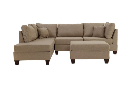 Sand Color 3pcs Sectional Living Room Furniture Reversible Chaise Sofa And Ottoman Polyfiber Linen Like Fabric Cushion Couch - sold by Home Elegance USA