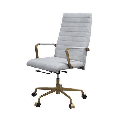 Acme - Duralo Office Chair 93168 Vintage White Top Grain Leather