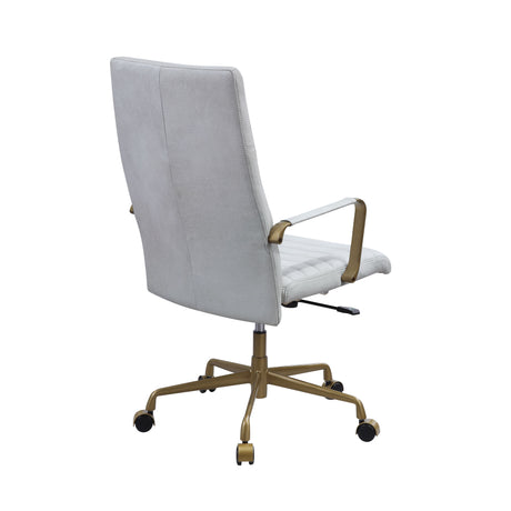 Acme - Duralo Office Chair 93168 Vintage White Top Grain Leather