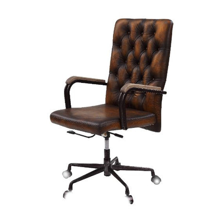 Acme - Noknas Office Chair 93175 Brown Top Grain Leather