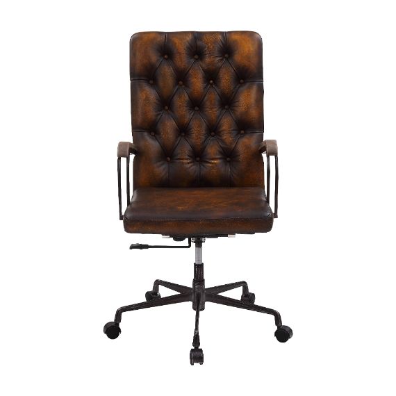 Acme - Noknas Office Chair 93175 Brown Top Grain Leather