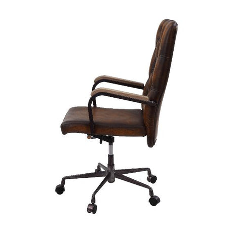 Acme - Noknas Office Chair 93175 Brown Top Grain Leather