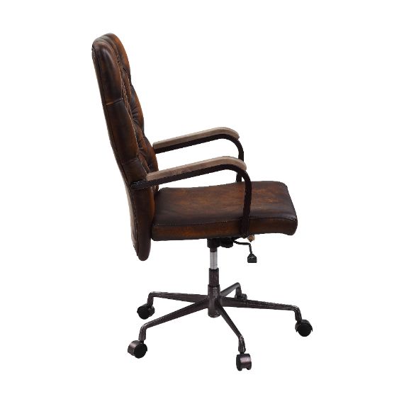 Acme - Noknas Office Chair 93175 Brown Top Grain Leather