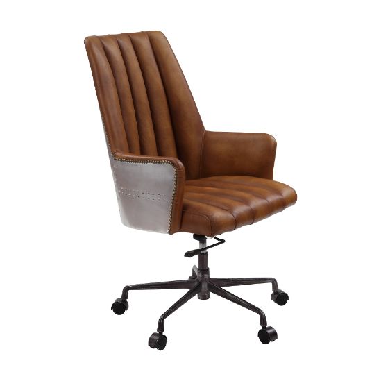 Acme - Salvol Office Chair 93176 Sahara Top Grain Leather & Aluminum