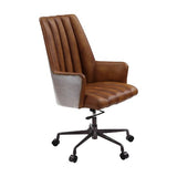 Acme - Salvol Office Chair 93176 Sahara Top Grain Leather & Aluminum