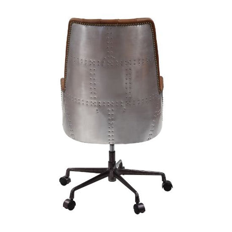 Acme - Salvol Office Chair 93176 Sahara Top Grain Leather & Aluminum