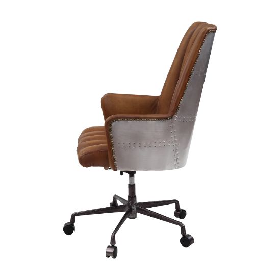 Acme - Salvol Office Chair 93176 Sahara Top Grain Leather & Aluminum