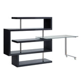 Buck II Writing Desk W/Bookshelf 93177 Clear Glass, Chrome & Black High Gloss Finish | Acme - 93177 - Home Elegance USA - 2