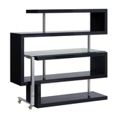 Buck II Writing Desk W/Bookshelf 93177 Clear Glass, Chrome & Black High Gloss Finish | Acme - 93177 - Home Elegance USA - 4