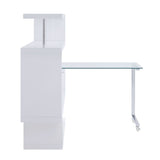 Buck II Writing Desk W/Bookshelf 93179 Clear Glass, Chrome & White High Gloss Finish | Acme - 93179 - Home Elegance USA - 3