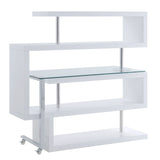 Buck II Writing Desk W/Bookshelf 93179 Clear Glass, Chrome & White High Gloss Finish | Acme - 93179 - Home Elegance USA - 4