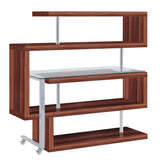 Acme - Buck II Writing Desk W/Bookshelf 93183 Clear Glass, Chrome & Walnut High Gloss Finish