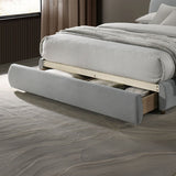 Light Gray Velvet Upholstered 1pc Queen Size Bed Curved Design Headboard Storage FB Bedroom Furniture Bedframe