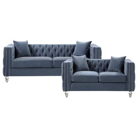 Orina 2 Piece Living Room Set In Blue 9349Dbu*2 | Homelegance - Home Elegance USA