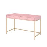 Acme - Ottey Writing Desk 93545 Pink High Gloss & Gold Finish