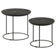 Loannis 2 - piece Round Nesting Table Matte Black | Coaster | Home Elegance USA