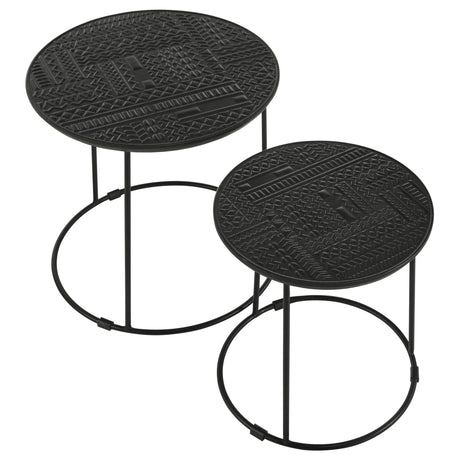 Loannis 2 - piece Round Nesting Table Matte Black | Coaster | Home Elegance USA