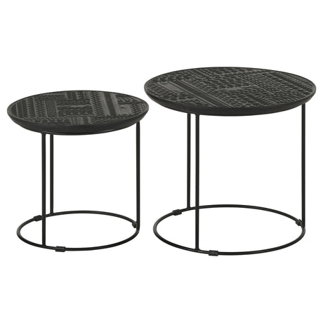 Loannis 2 - piece Round Nesting Table Matte Black | Coaster | Home Elegance USA
