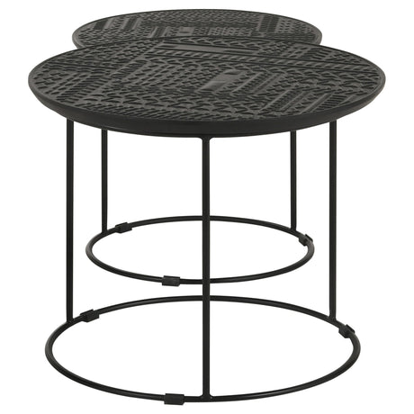 Loannis 2 - piece Round Nesting Table Matte Black | Coaster | Home Elegance USA
