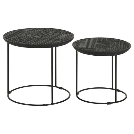Loannis 2 - piece Round Nesting Table Matte Black | Coaster | Home Elegance USA