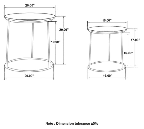 Loannis 2 - piece Round Nesting Table Matte Black | Coaster | Home Elegance USA