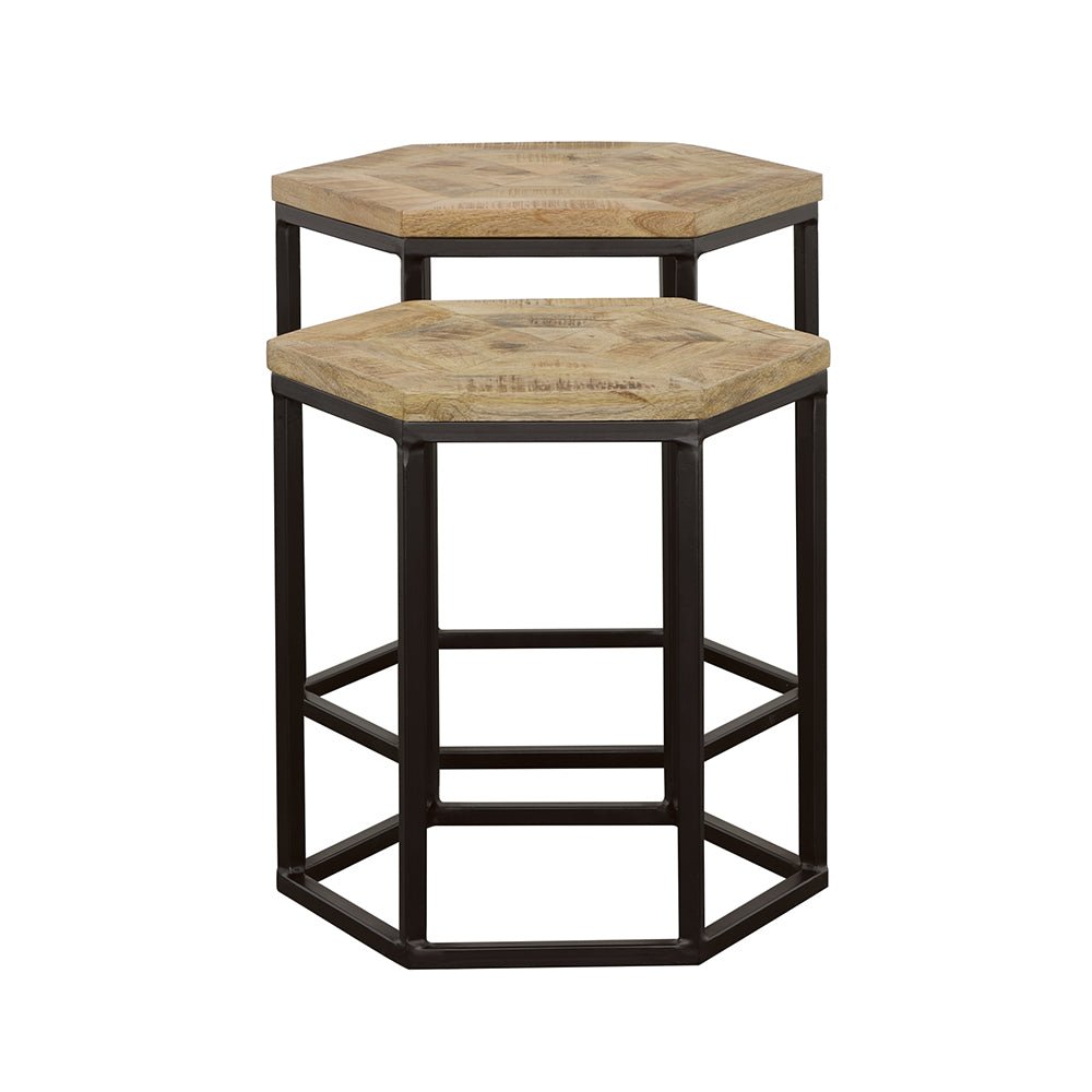 2 Pc Nesting Table - Adger 2-piece Hexagon Nesting Tables Natural and Black