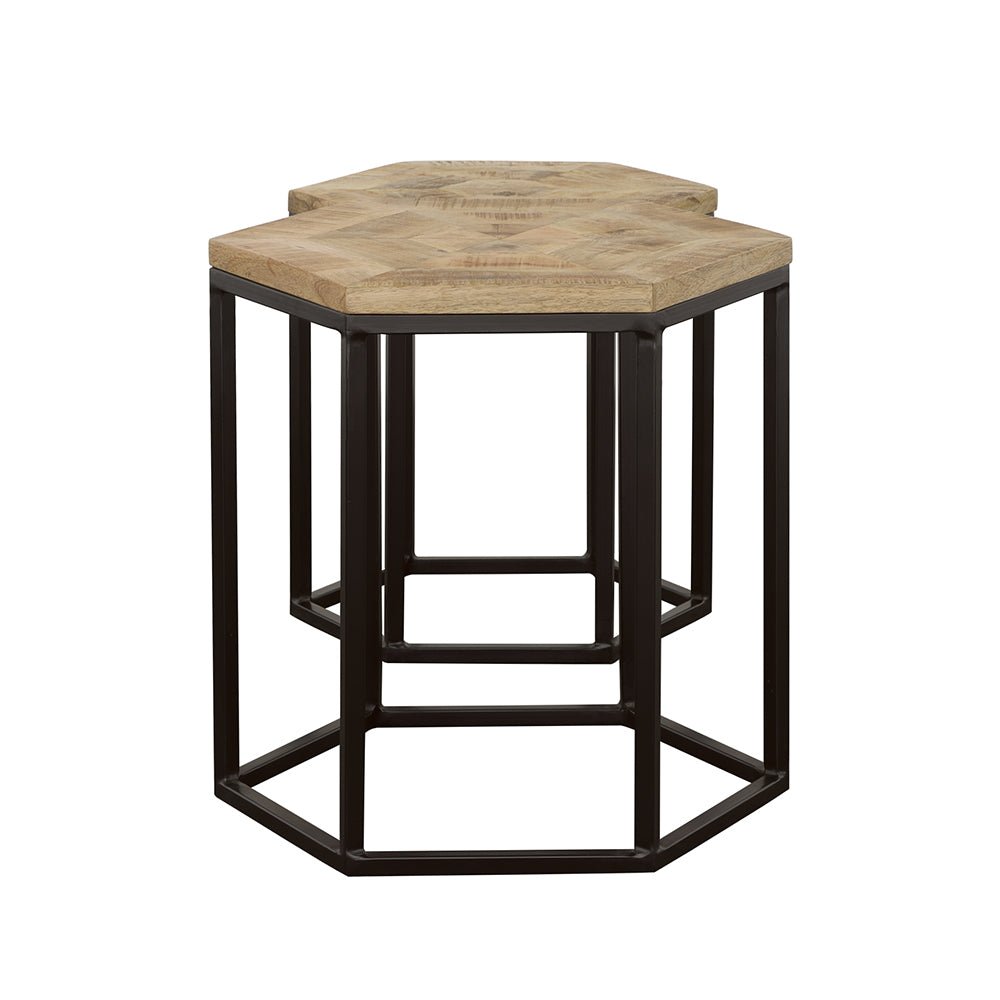 2 Pc Nesting Table - Adger 2-piece Hexagon Nesting Tables Natural and Black